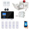 Kit Alarma GSM Wifi Con 5 Sensores de movimiento 2 controles