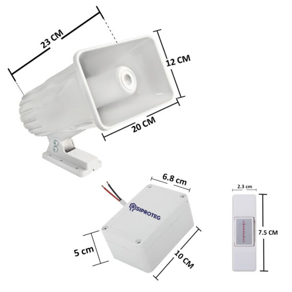 SP-SAC-1BC-1MC Alarma boton de panico cableado medidas